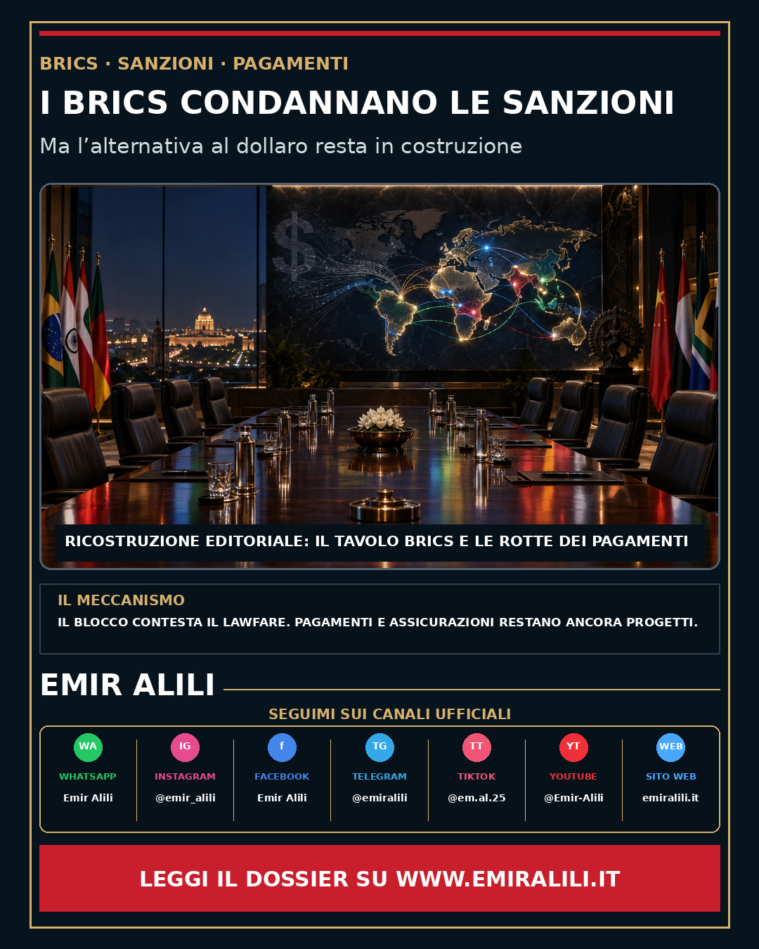 Copertina del dossier I BRICS condannano le sanzioni, ma non escono dal dollaro
