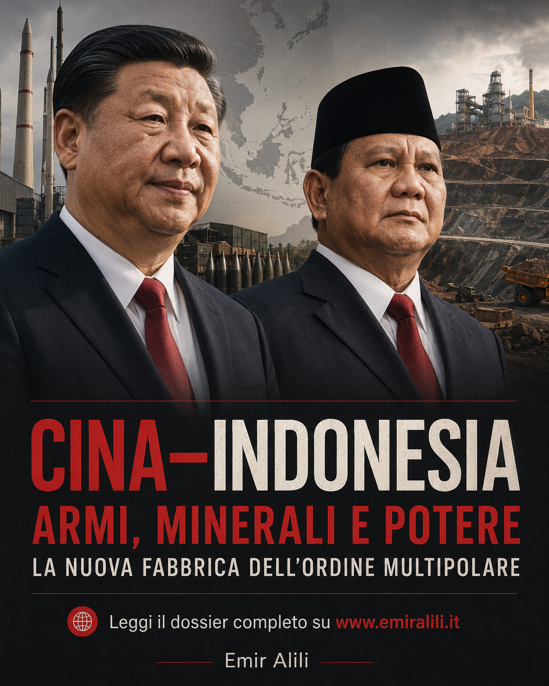 Copertina del dossier Cina–Indonesia: armi, minerali e la nuova fabbrica dell’ordine multipolare