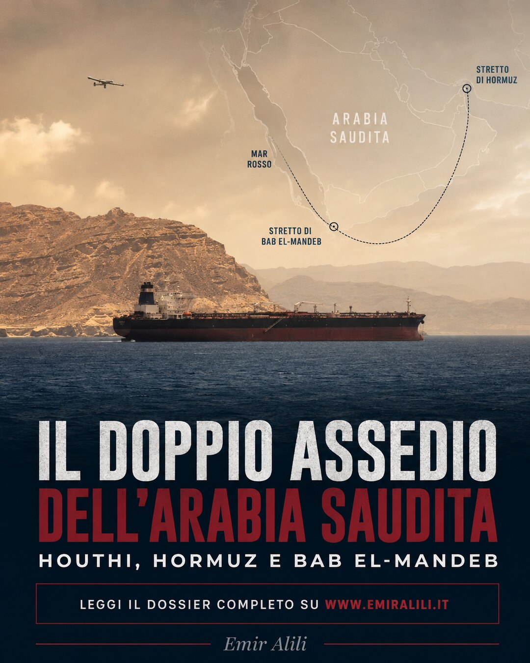 Copertina del dossier Il doppio assedio dell’Arabia Saudita: Houthi, Hormuz e Bab el-Mandeb