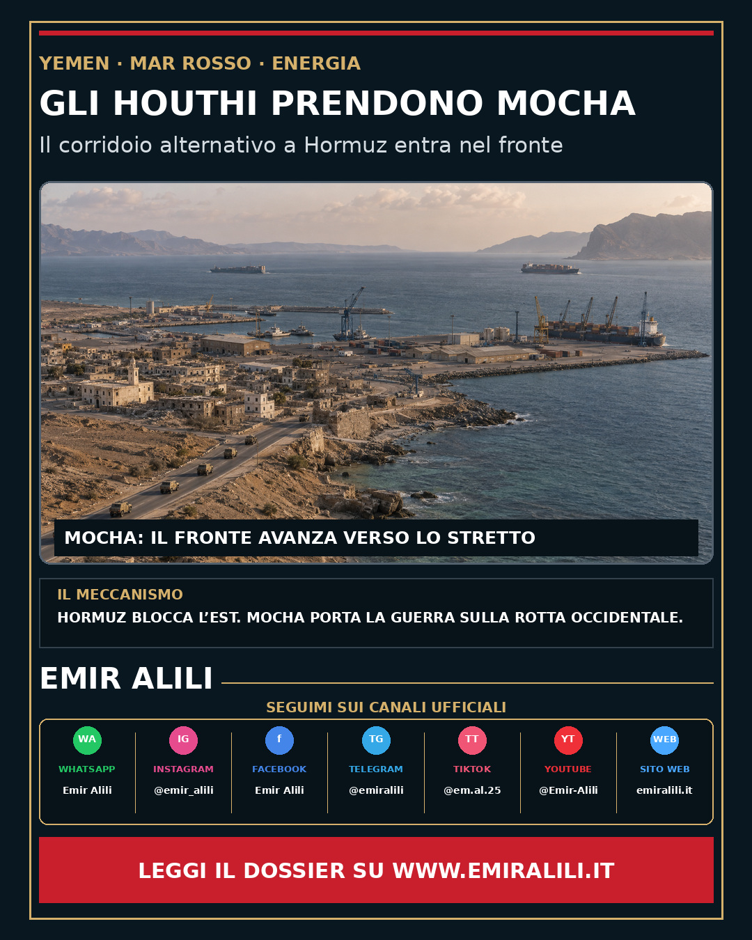Copertina del dossier Gli Houthi prendono Mocha: Bab el-Mandeb entra nel fronte