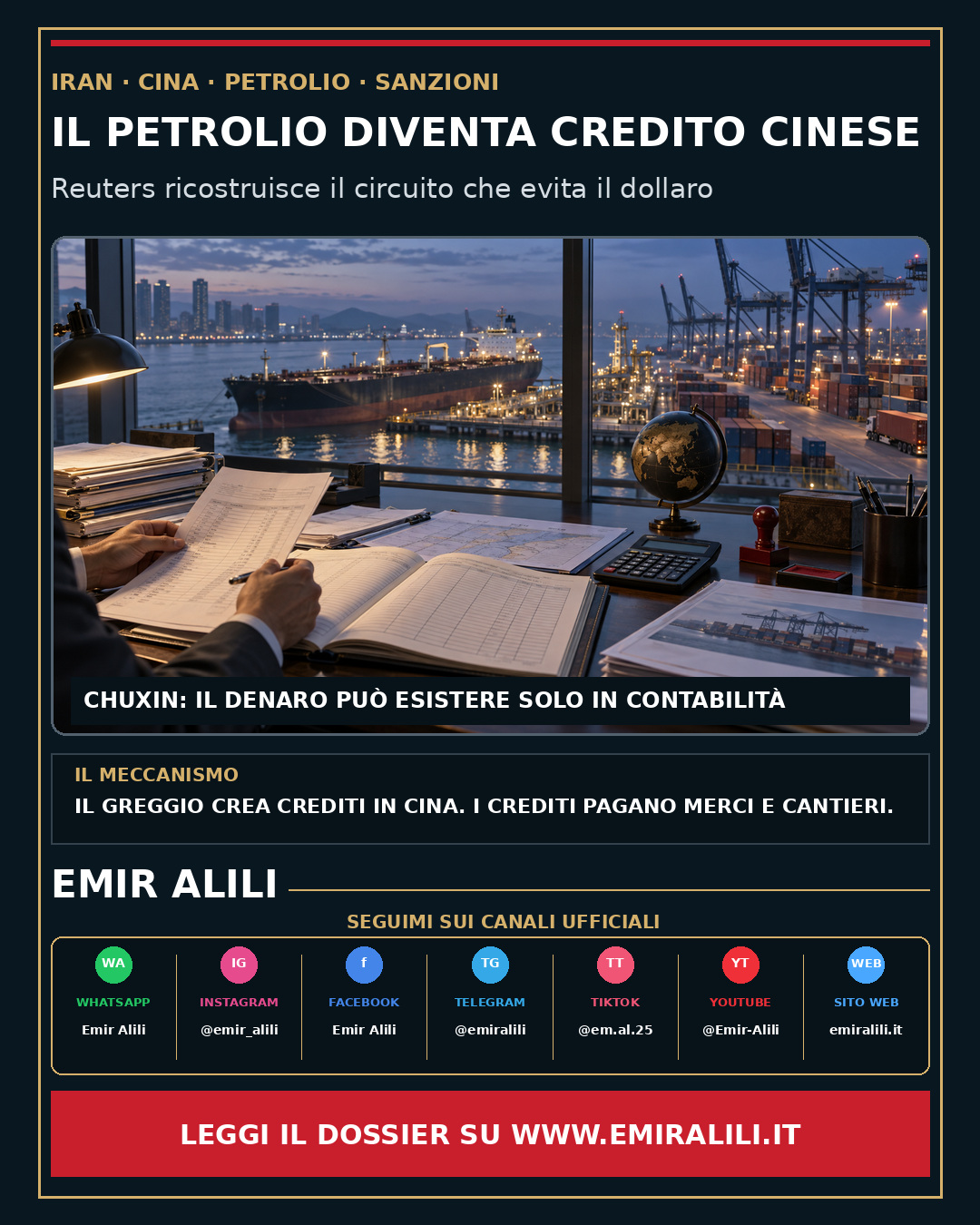 Copertina del dossier Il petrolio iraniano diventa credito cinese: il circuito fuori dal dollaro