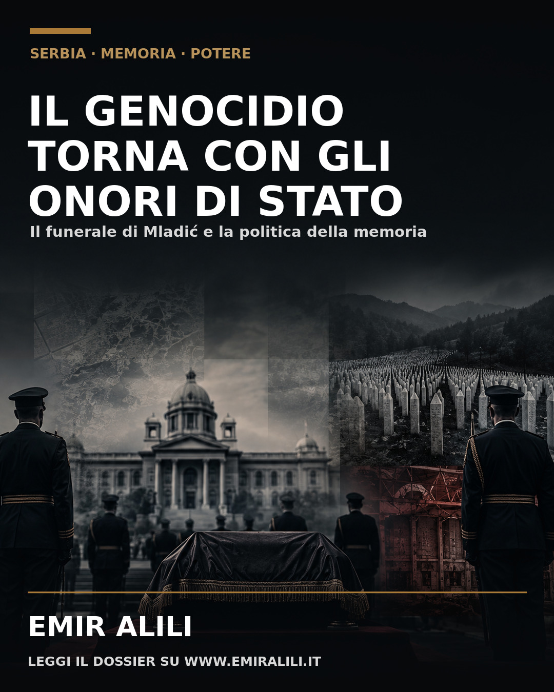 Copertina editoriale sul funerale di Stato annunciato dalla Serbia per Ratko Mladić, con cerimoniale militare e memoriale di Srebrenica