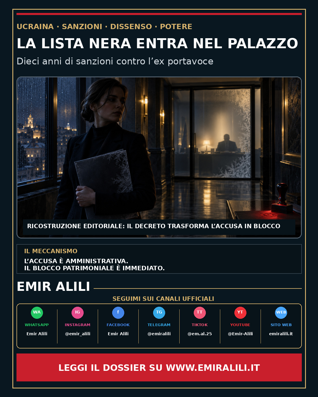Copertina del dossier La lista nera entra nel palazzo: Zelensky sanziona la sua ex portavoce