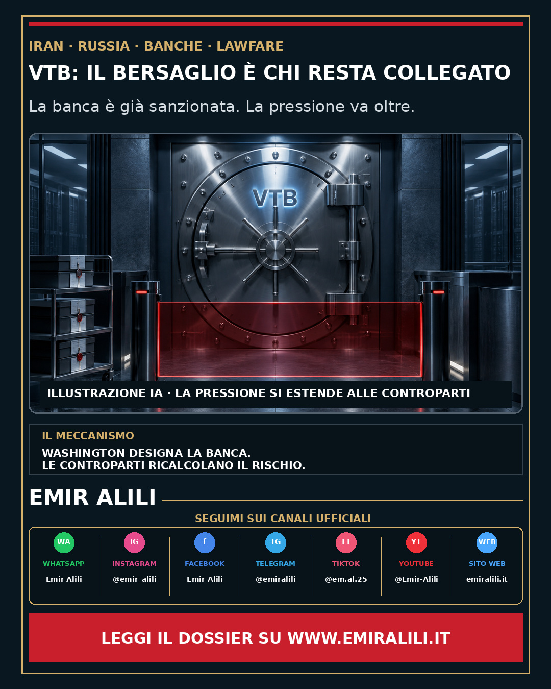 Copertina del dossier VTB: Washington colpisce chi resta collegato